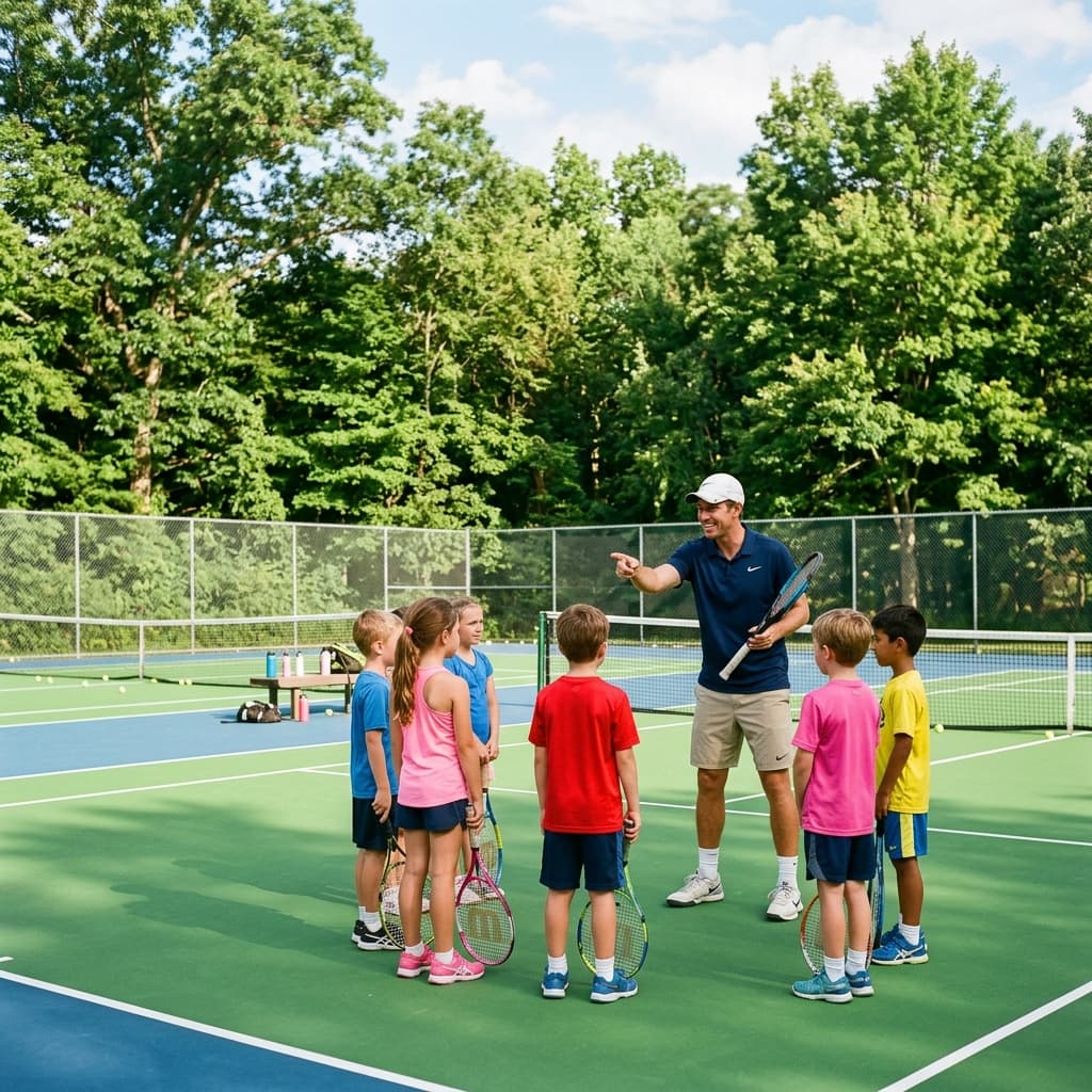 School tennis coaching court